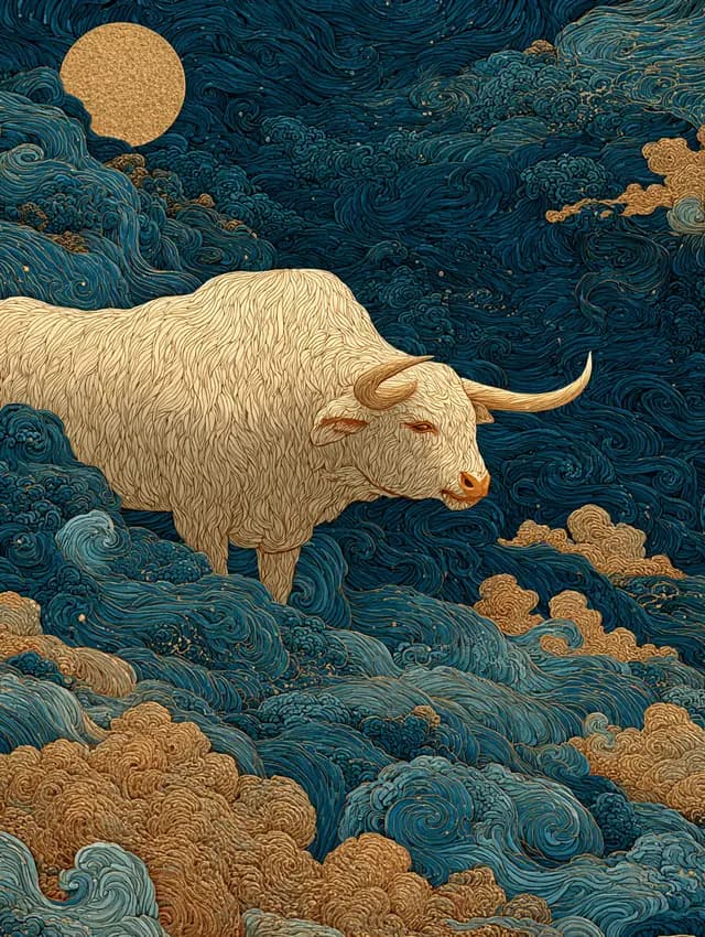 구름 위의 소, 소띠 그림