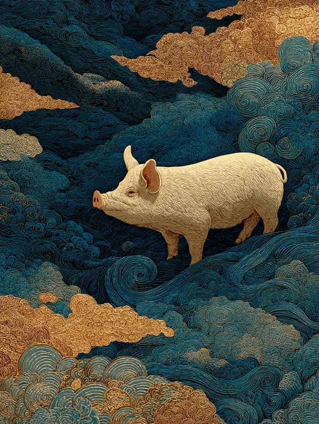 구름 위의 돼지, 돼지띠 그림