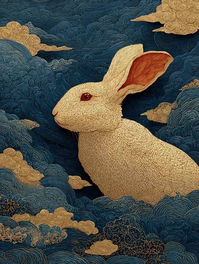 구름 위의 토끼, 토끼띠 그림