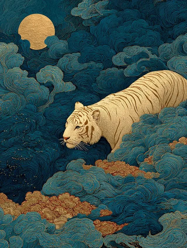 구름 위의 호랑이, 호랑이띠 그림